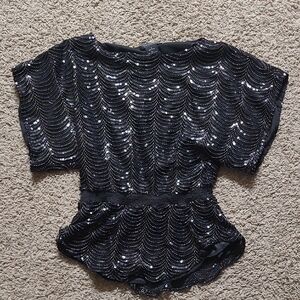 Miss Me MM Couture Sequin Blouse Flutter Top Size Small